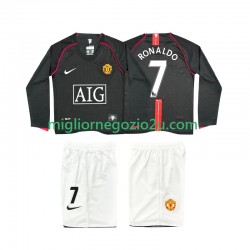 Maglia Manchester United Ronaldo 7 2007 Retro Bambino Trasferta Divisa 2008 Manica Lunga