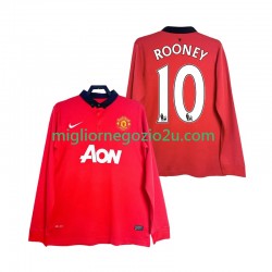 Maglia Manchester United Rooney 10 2013 2014 Retro Uomo Casa Divisa Manica Lunga