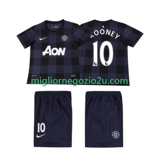 Maglia Manchester United Rooney 10 2013 2014 Retro Bambino Trasferta Divisa Manica Corta
