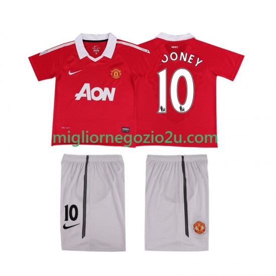 Maglia Manchester United Rooney 10 Retro Bambino Casa Divisa 2011 2010 Manica Corta