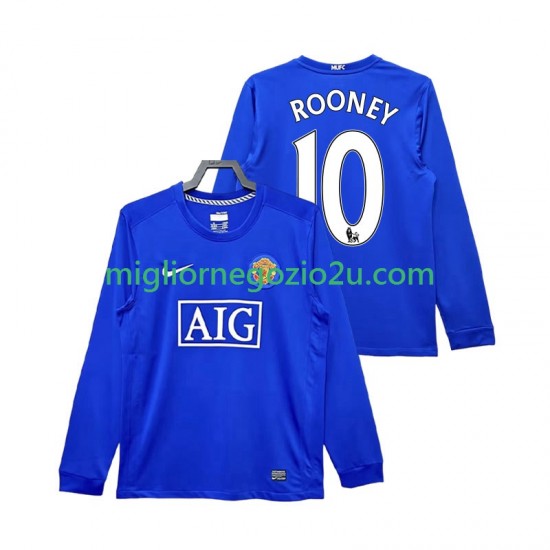 Maglia Manchester United Rooney 10 2009 Retro Uomo Terza Divisa 2008 Manica Lunga