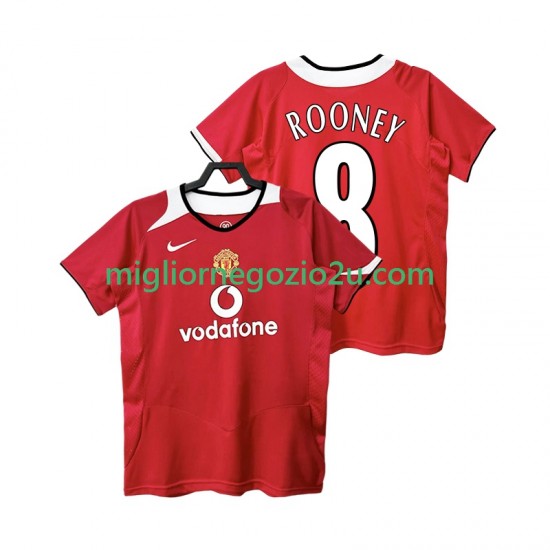 Maglia Manchester United Rooney 8 2005 Retro Uomo Casa Divisa 2006 Manica Corta