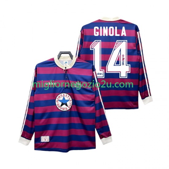 Maglia Newcastle United GINOLA 14 1995 1997 Retro Uomo Trasferta Divisa Manica Lunga