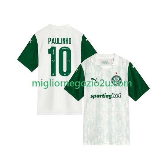 Maglia Palmeiras Paulinho 10 Uomo Trasferta Divisa 2025-2026 Manica Corta