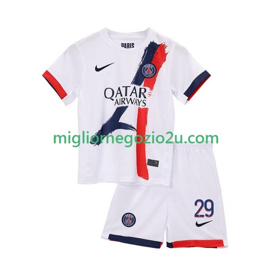 Maglia Paris Saint-Germain Bradley Barcola 29 Bambino Trasferta Divisa 2025-2026 Manica Corta