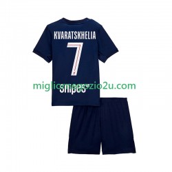 Maglia Paris Saint-Germain Khvicha Kvaratskhelia 7 Bambino Casa Divisa 2025-2026 Manica Corta