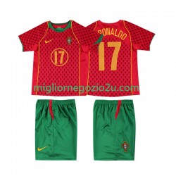 Maglia Portogallo Cristiano Ronaldo 17 Retro Bambino Casa Divisa 2004 Manica Corta