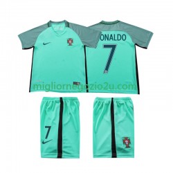 Maglia Portogallo Cristiano Ronaldo 7 2016 Retro Bambino Trasferta Divisa Manica Corta