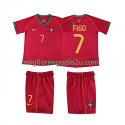 Maglia Portogallo FIGO 7 Retro Bambino Casa Divisa 2006 Manica Corta