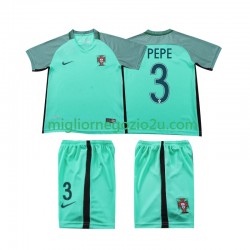 Maglia Portogallo PEPE 3 2016 Retro Bambino Trasferta Divisa Manica Corta