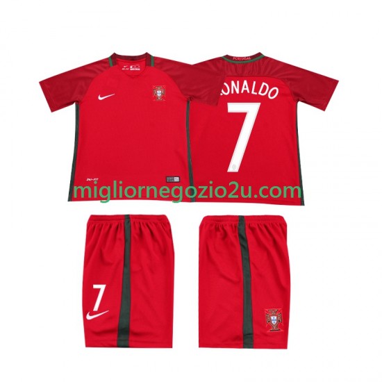 Maglia Portogallo RONALDO 7 2016 Retro Bambino Casa Divisa Manica Corta