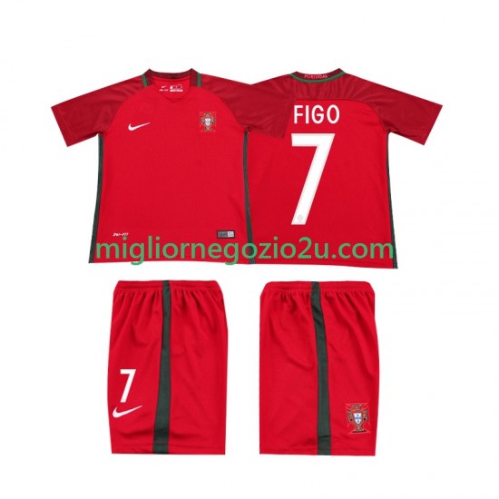 Maglia Portogallo FIGO 7 2016 Retro Bambino Casa Divisa Manica Corta