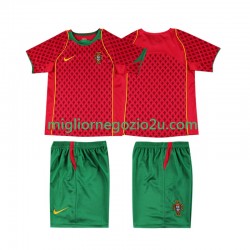 Maglia Portogallo Retro Bambino Casa Divisa 2004 Manica Corta