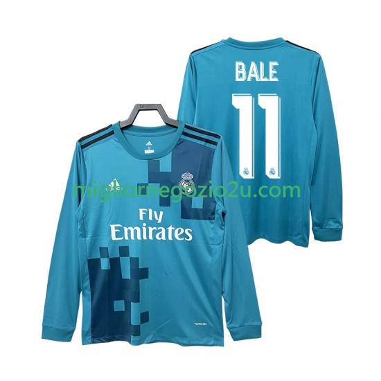 Maglia Real Madrid BALE 11 2017 2018 Retro Uomo Terza Divisa Manica Lunga