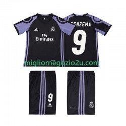 Maglia Real Madrid BENZEMA 9 2016 2017 Retro Bambino Terza Divisa Manica Corta