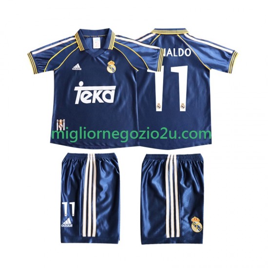Maglia Real Madrid Cristiano Ronaldo 11 Retro Bambino Terza Divisa 1998 1999 Manica Corta