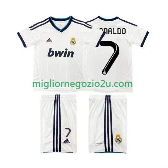 Maglia Real Madrid Cristiano Ronaldo 7 2012 2013 Retro Bambino Casa Divisa Manica Corta