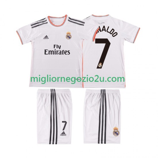 Maglia Real Madrid Cristiano Ronaldo 7 2013 2014 Retro Bambino Casa Divisa Manica Corta