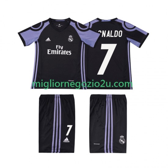 Maglia Real Madrid Cristiano Ronaldo 7 2016 2017 Retro Bambino Terza Divisa Manica Corta