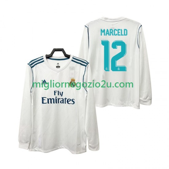Maglia Real Madrid MARCELD 12 2017 2018 Retro Uomo Casa Divisa Manica Lunga