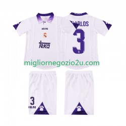Maglia Real Madrid R CARLOS 3 1997 Retro Bambino Casa Divisa 1998 Manica Corta