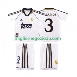 Maglia Real Madrid R CARLOS 3 2000 Retro Bambino Casa Divisa 1998 Manica Corta