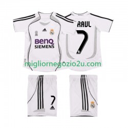 Maglia Real Madrid RAUL 7 2007 Retro Bambino Casa Divisa 2006 Manica Corta