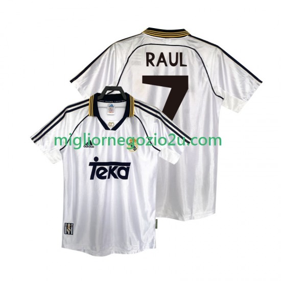 Maglia Real Madrid RAUL 7 2000 Retro Uomo Casa Divisa 1998 Manica Corta