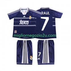 Maglia Real Madrid RAUL 7 Retro Bambino Trasferta Divisa 1998 1999 Manica Corta