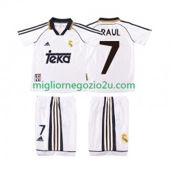 Maglia Real Madrid RAUL 7 2000 Retro Bambino Casa Divisa 1998 Manica Corta