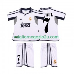 Maglia Real Madrid RAUL 7 2001 Retro Bambino Casa Divisa 2002 Manica Corta