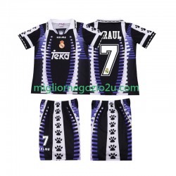 Maglia Real Madrid RAUL 7 1997 Retro Bambino Terza Divisa 1998 Manica Corta
