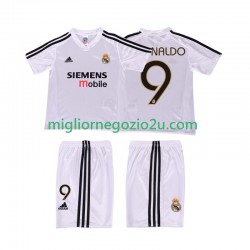 Maglia Real Madrid RONALDO 9 5 Retro Bambino Casa Divisa 2004 2002 Manica Corta
