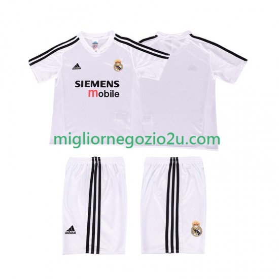 Maglia Real Madrid 5 Retro Bambino Casa Divisa 2004 2002 Manica Corta