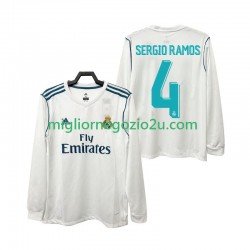Maglia Real Madrid SERGIO RAMOS 4 2017 2018 Retro Uomo Casa Divisa Manica Lunga