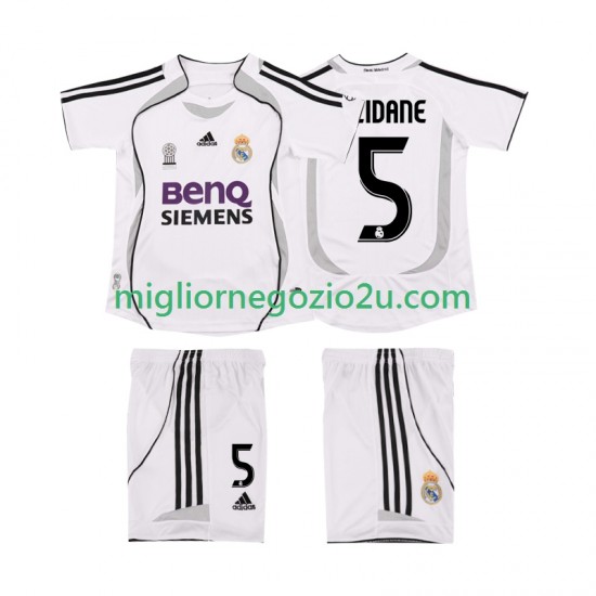 Maglia Real Madrid ZIDANE 5 2007 Retro Bambino Casa Divisa 2006 Manica Corta