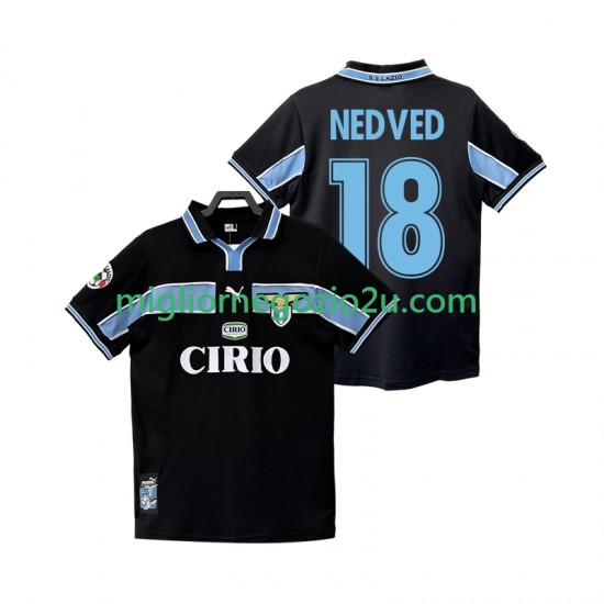 Maglia SS Lazio NEDVED 18 Retro Uomo Trasferta Divisa 1998 1999 Manica Corta