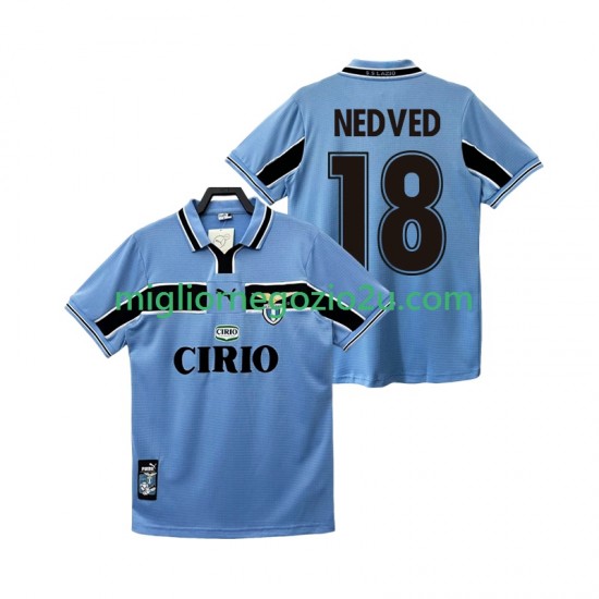 Maglia SS Lazio NEDVED 18 Retro Uomo Casa Divisa 1998 1999 Manica Corta