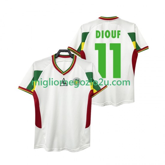 Maglia Senegal DIOUF 11 Retro Uomo Casa Divisa 2002 Manica Corta