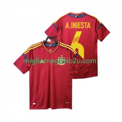 Maglia Spagna Andres Iniesta 6 2012 Retro Uomo Casa Divisa Manica Corta