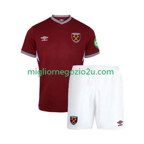 Maglia West Ham United Bambino Casa Divisa 2025-2026 Manica Corta