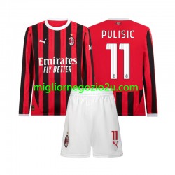 Maglia AC Milan Christian Pulisic 11 Bambino Casa Divisa 2024-2025 Manica Lunga