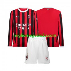 Maglia AC Milan Bambino Casa Divisa 2024-2025 Manica Lunga