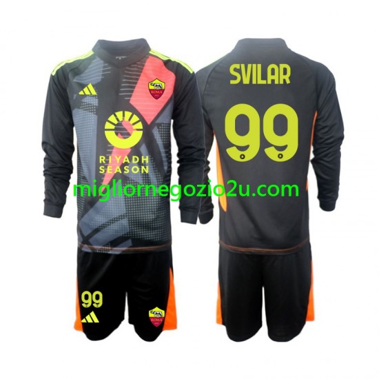 Maglia AS Roma Mile Svilar 99 Portiere Bambino Casa Divisa 2024-2025 Manica Lunga