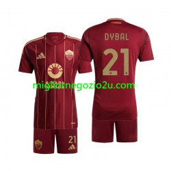 Maglia AS Roma Paulo Dybala 21 Bambino Casa Divisa 2024-2025 Manica Corta