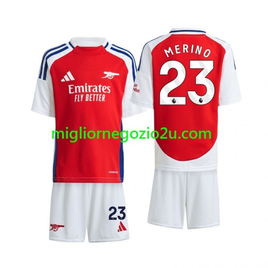 Maglia Arsenal Merino 23 Bambino Casa Divisa 2024-2025 Manica Corta