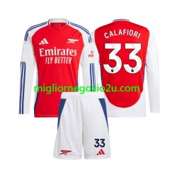 Maglia Arsenal Riccardo Calafiori 33 Bambino Casa Divisa 2024-2025 Manica Lunga