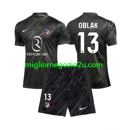 Maglia Atlético Madrid Jan Oblak 13 Portiere Bambino Casa Divisa 2024-2025 Manica Corta