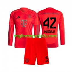 Maglia FC Bayern München Jamal Musiala 42 Bambino Casa Divisa 2024-2025 Manica Lunga