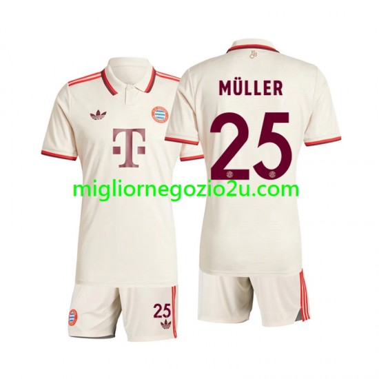 Maglia FC Bayern München Muller 25 Bambino Terza Divisa 2024-2025 Manica Corta